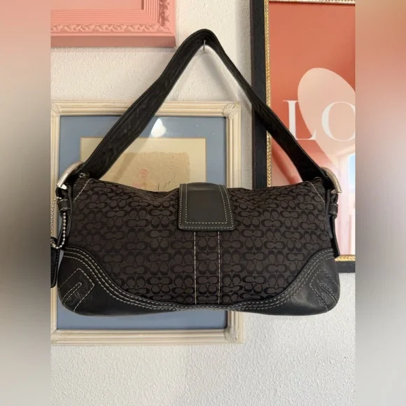 Y2K Coach Soho Black Signature Hobo Bag 3628 - Picture 2 of 14